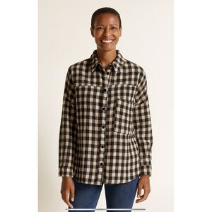 O’MER SHIRT WOMENS US 8 CHECKED PREPPY ITALIAN COTTON BLD CLASSIC CASUAL CHIC